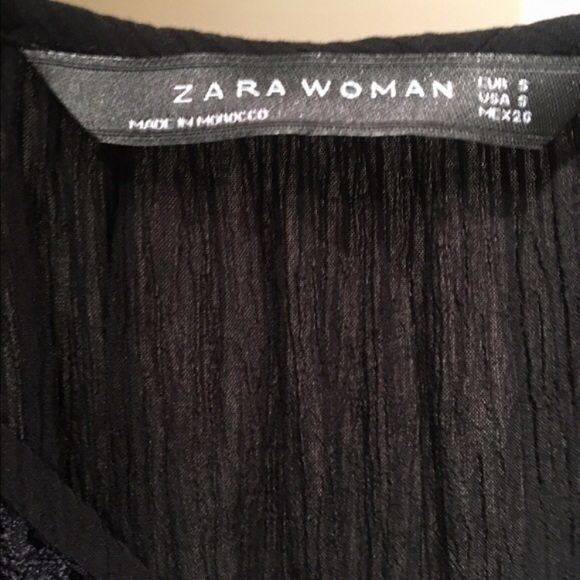 ZARA Black Lace & Tie-Front Blouse - Picture 4 of 5